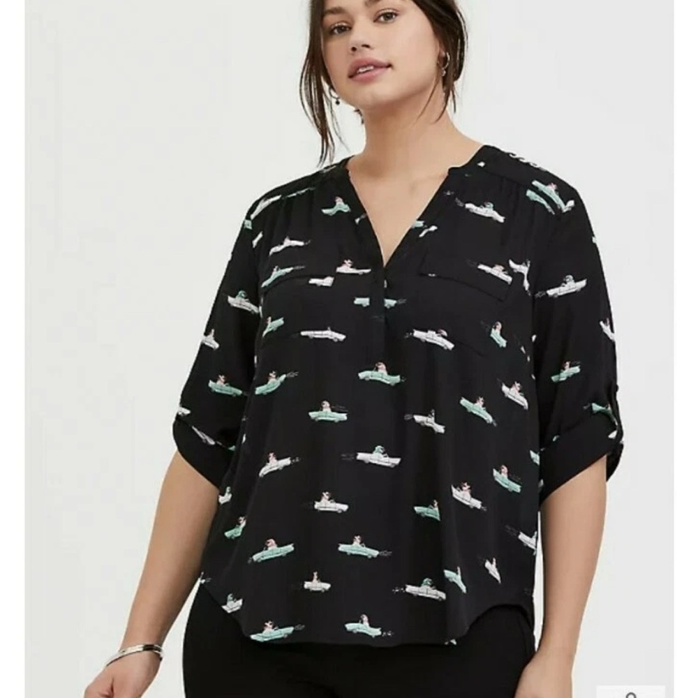 TORRID Harper Black Freeway Frenchie Georgette Pullover Blouse